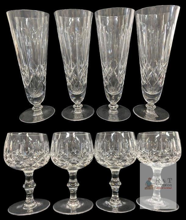 4 Crystal Champagne Flutes & 4 Crystal Goblets, 5" - 8.8", No Chips or Cracks
