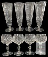 4 Crystal Champagne Flutes & 4 Crystal Goblets, 5" - 8.8", No Chips or Cracks