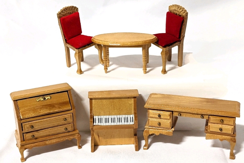 Vintage Wooden Minuture Toy Furniture Made in the People's Republic of China.
