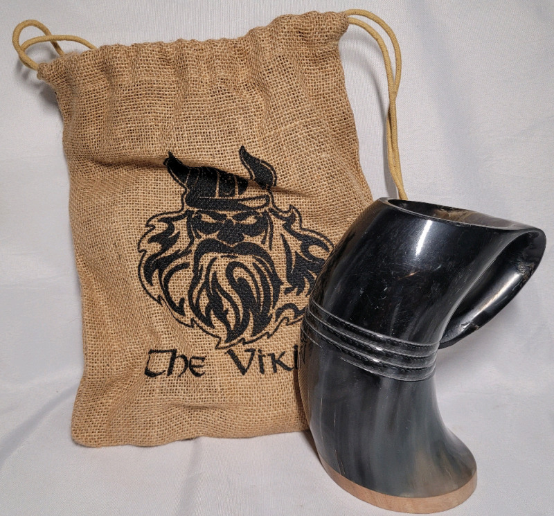 The Viking OX / Buffalo Horn Mug & Travel Bag - New