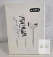 2 Pack Wired USB-C Stereo Earphones, 14mm Drivers, 20Hz-20kHz, Mic, White, Compatible Note10/Pixel