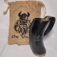 The Viking OX / Buffalo Horn Mug & Travel Bag - New