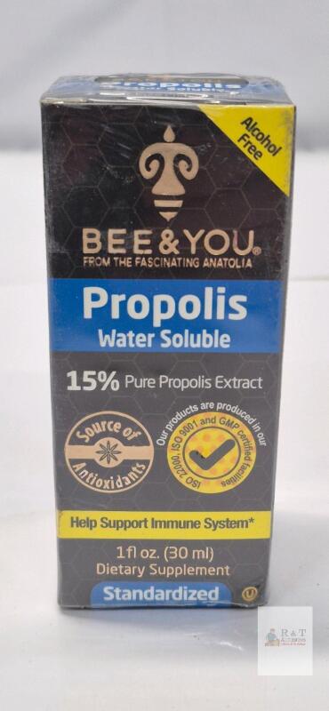 Exp 10/2025 NEW BEE & YOU Propolis Water Soluble 15% 1 fl oz (30 ml) Alcohol-Free Liquid Dietary Supplement,