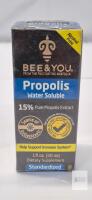 Exp 10/2025 NEW BEE & YOU Propolis Water Soluble 15% 1 fl oz (30 ml) Alcohol-Free Liquid Dietary Supplement,
