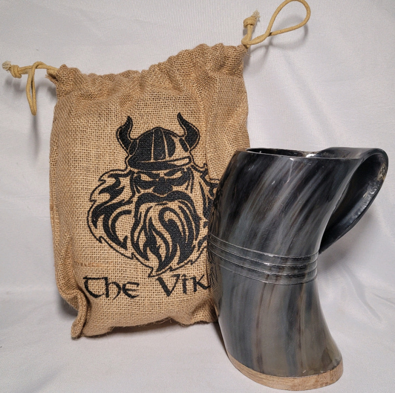 The Viking OX / Buffalo Horn Mug & Travel Bag - New
