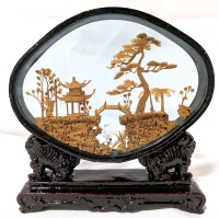 Vintage 8" Tall Chinese Cork Art Diorama