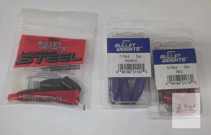 Bullet Weights Ultra Steel Fishing Sinkers, 3/8 oz Black, 7/16 oz Purple, 5/16 oz Red, 5pc Packs