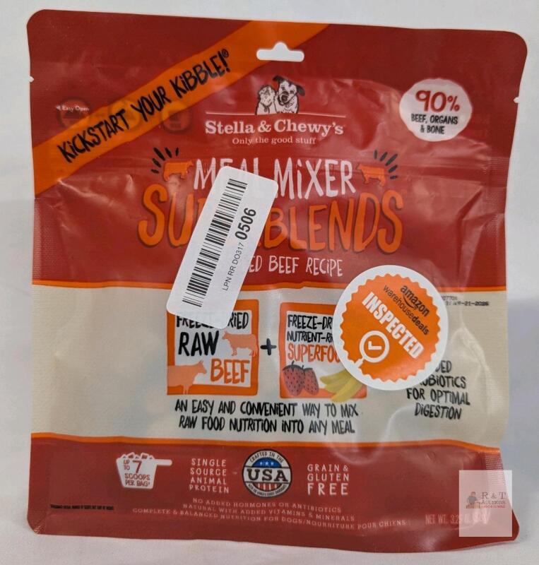 APR-21-2026 Stella & Chewy&rsquo;s Meal Mixer SuperBlends Beef, 3.25 oz, Freeze-Dried Raw Dog Food, Lot 7704 B1