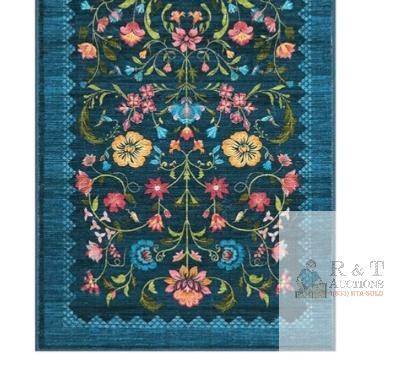 New Machine Washable Floral Area Rug 2x3' Blue Floral, Non-slip, Kid & Pet Friendly, Stain Resistant, Garvee