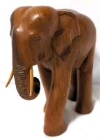 Large 13" Tall Carved Wooden Elephant