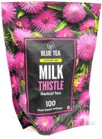 [exp 05/19/2026] New Blue Tea MILK THISTLE Caffeine-Free Herbal Tea, 100 Plant-Based Pyramid Tea Bags, 200g