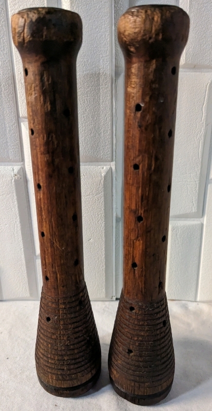 2 Vintage Wooden Loom Bobbins