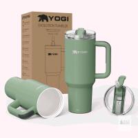New YOGI Aqua Voyager Tumbler 30 oz, Sage Green, PureTaste Ceramic Lining, 3-Way Lid, Straw, BPA Free