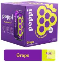 [bb 04/25/2026] New 4-Pack POPPI Grape Prebiotic Soda Cans, 355ml ea