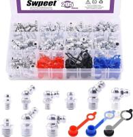 New Swpeet 206Pcs Hydraulic Fitting Kit - M6 M8 M10 Straight 45 Degree 90 Degree Angled Grease Zerks for Broken Zerk Fitting