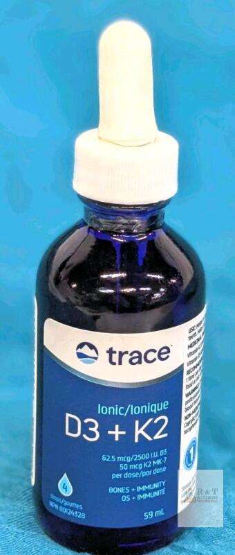 NEW Trace Minerals | Liquid Ionic Vitamin D3 + K2 | 125 mcg (5,000 IU) D3, 100 mcg K2 | Concentrated Dietary Supplement