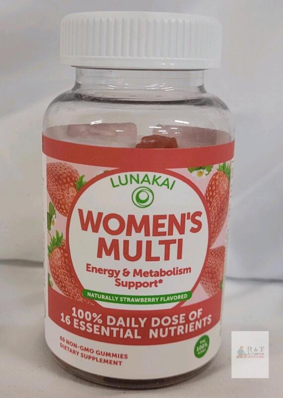 LUNAKAI Women's Multi Strawberry Gummies, 60 Count, Energy & Metabolism Support, Expires 5/2027