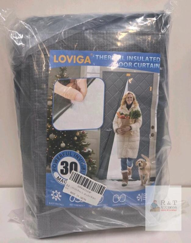 LOVIGA 36x78 in Grey Thermal Insulated Magnetic Door Curtain, Hands-Free, Heavy Duty, SKU X004QY5D9F