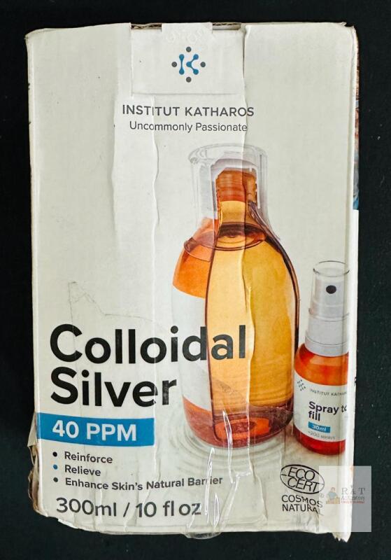 Institut Katharos Colloidal Silver 40 PPM, 10 fl oz (300mL), ECOCERT COSMOS Natural, France