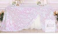 New - Iridescent White Sequin Tablecloth Big Payette Mermaid Table Cloth Overlays Rectangle Glitter Table Cover 50x102 Inch for Wedding Party Bridal Baby Shower Holiday Birthday Banquet Decor