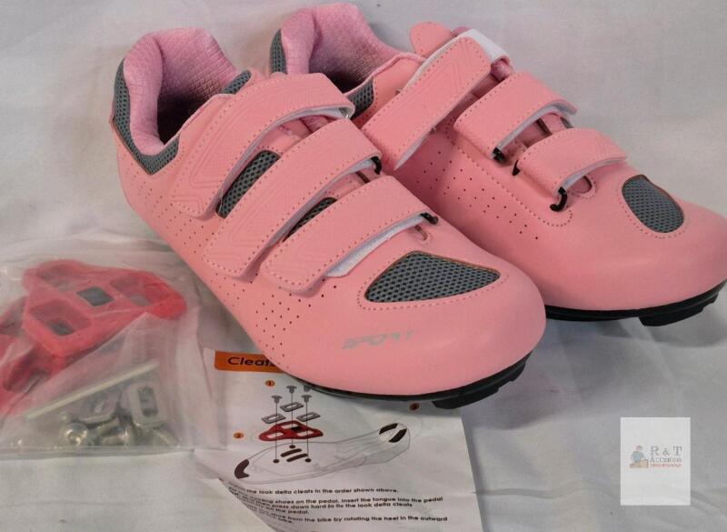 Honosuker A6 Road Cycling Shoes Pink EU 38 Look Delta Cleats 3-Strap Nylon Sole New in Box