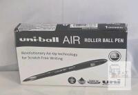 uni-ball AIR Roller Ball Pens 0.5mm Micro Black, Box of 12, Waterproof Super Ink, Japan, Barcode 4938531006388
