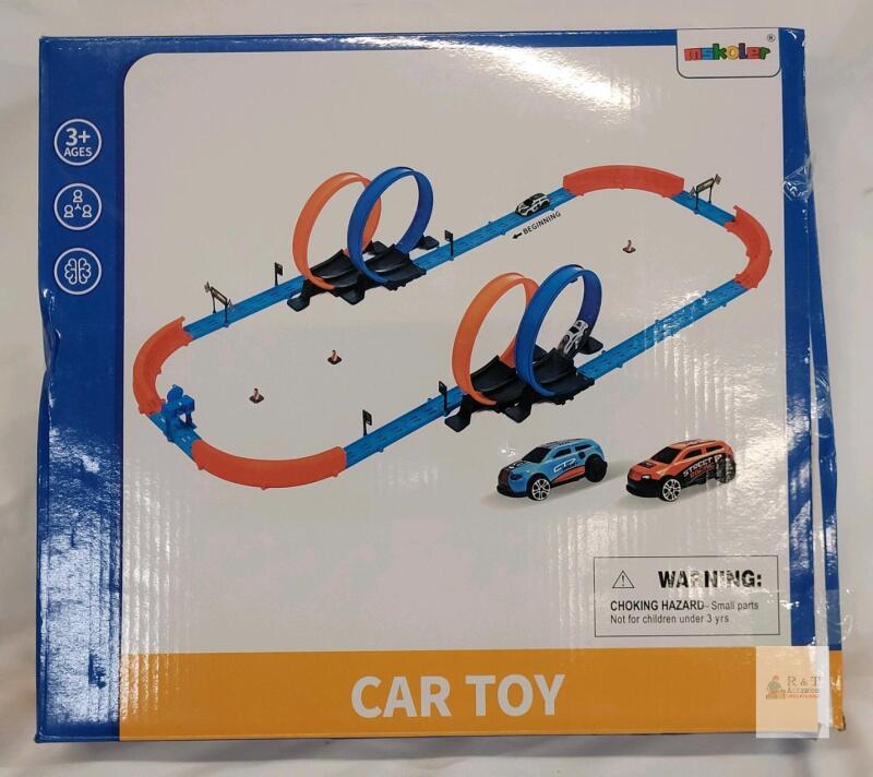 Miskoler Car Track Set 3321 &ndash; Double Loop Racing Playset, 4 Cars, 51 Pieces, Ages 3+, No Batteries