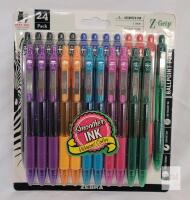 Zebra Z-Grip Retractable Ballpoint Pens, 24-Count, Assorted Colors, 1.0mm Medium, Metal Clip