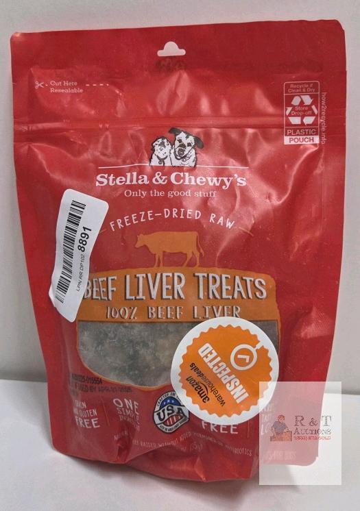 Stella & Chewy&rsquo;s Freeze-Dried Beef Liver Dog Treats, Single Ingredient, 3oz, Lot 250225-015554, USA
