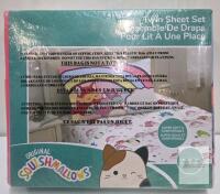 Squishmallows Twin Sheet Set, Microfiber, Multicolor, Cat & Rainbow Print, 3 Pieces, Kellytoy