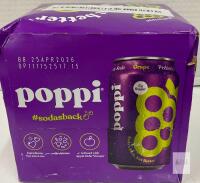 Poppi Grape Prebiotic Soda 4 Pack, 12 fl oz Cans, Exp 04/2026, Low Sugar, Prebiotic, ACV Infused