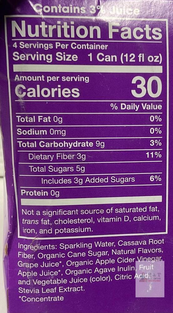 Poppi Grape Prebiotic Soda 4 Pack, 12 fl oz Cans, Exp 04/2026, Low ...