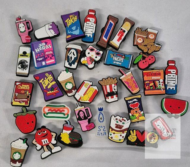 QYSEOFON 30-Piece Multicolor Food & Drink PVC Shoe Charms Set, Jibbitz-Compatible, X0048R1HX7
