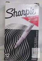 Sharpie 39100 Metallic Silver Permanent Markers, Fine Point, 12-Pack, Assembled in USA