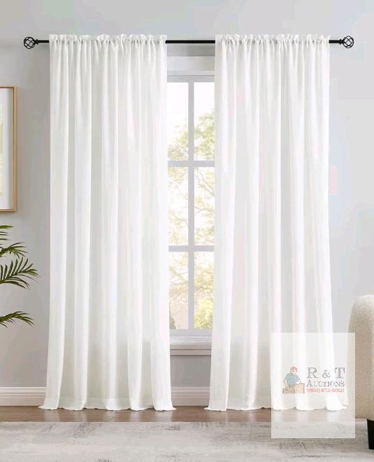 RS Semi Sheer Curtain Panel, Ivory, 52"x96", Rod Pocket, ModeLux, UPC 768716175657