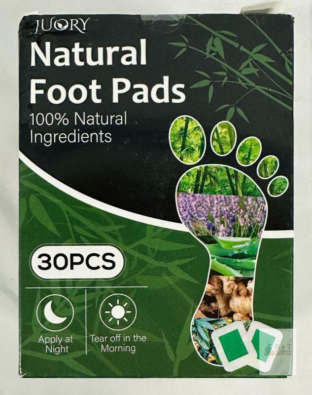 JUORY Natural Foot Pads, Bamboo Vinegar, Lavender, Aloe Vera, 30 Pads, Size 3.25"x4.5",