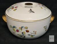 Royal Worcester Strawberry Fair Covered Serving Dish, 10.25" Gold Handles, England, Porcelain