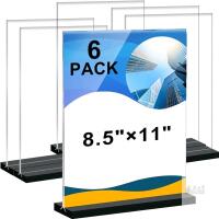 New 6 pack Acrylic Sign Holder 8.5 x 11 Clear Plastic Holder T Shape Double Sided Poster Menu for Office Restaurant Hotel Promotions Photo Documents