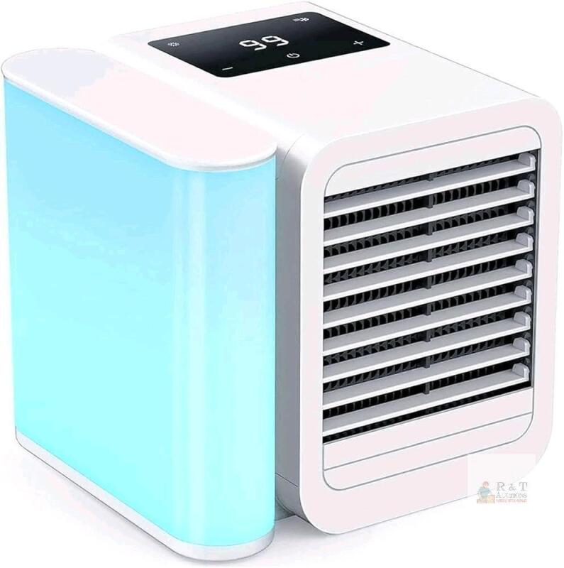 New Snowman Lite Bright Personal Mini Evaporative Air Cooler with Touchscreen, Portable Air Conditioner Cooling Fan, 1000ml Water Tank, 99 Level Wind Speed, 12-Hour Timer, for Room, Camping