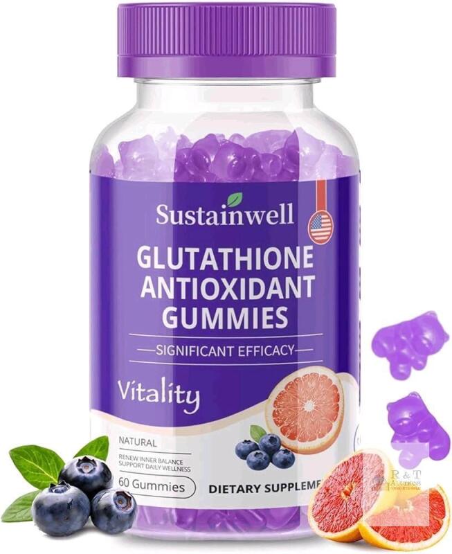 New Liposomal Glutathione Supplement, 500 mg Per Serving Pure L Glutathione, Phospholipid Complex, High Absorption Antioxidant for Anti-Aging Skin Brightening Detox, Non GMO 60 Vegan Gummies EXP 08/09/2027