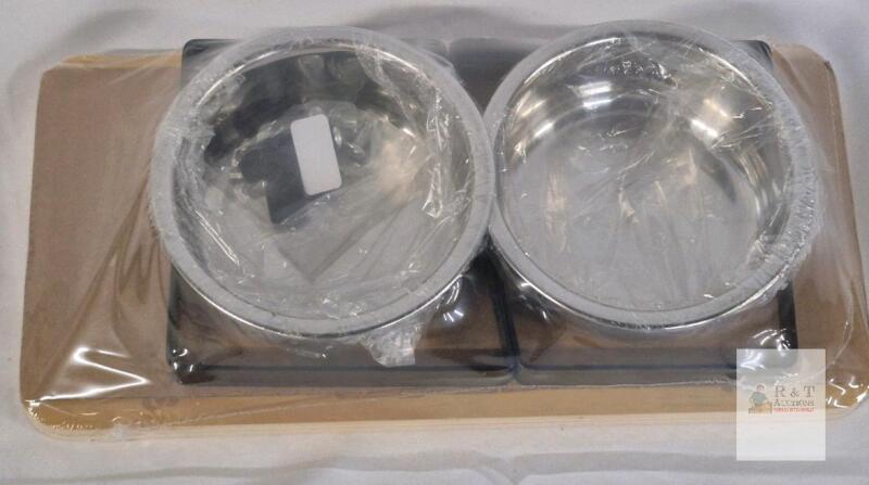 WHOEDEC Raised Double Stainless Steel Cat Bowls with Bamboo Stand, 13.5oz Each, B0CCVJFBXQ