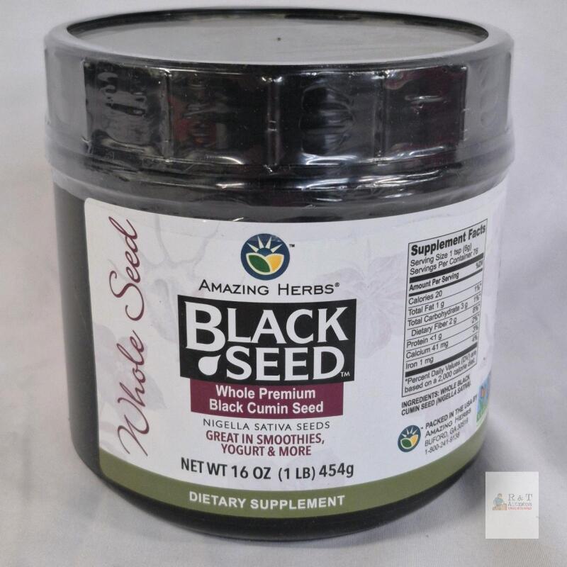 Amazing Herbs Black Seed Whole Premium Black Cumin Seed 16oz (454g) NON-GMO, Lot FH0724251