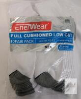 EnerWear Men's Full Cushioned Low Cut Socks, 10 Pairs, Size 10-13, White/Grey, Extreme Sports