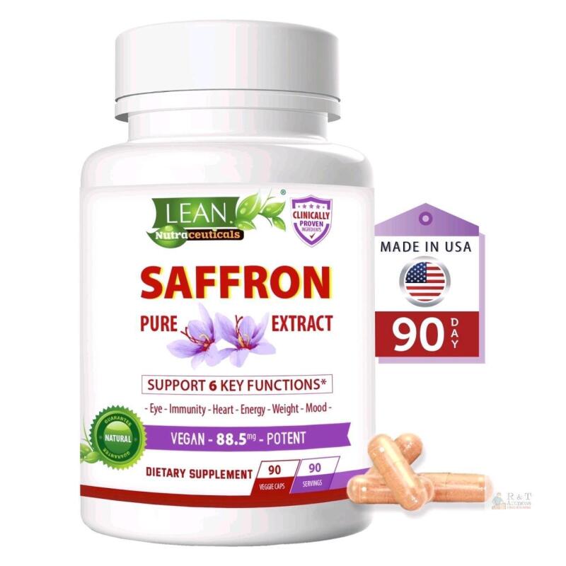 New Lean Nutraceuticals Saffron Pure Extract 88.5mg 90 Vegan Capsules, Exp 05/2028,