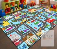 Children's Playroom Car Mat Rug 3'x5' &ndash; Colorful City Roads Design, Non-Slip Backing, OGPJKEQR, New
