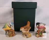 Royal Doulton Animals Porcelain Bird Figurines Set: Blue Tit RDA101, Wren RDA100, Bullfinch RDA99