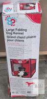 Large SP Folding Dog Kennel, Soft Crate, Red/Black, Up to 70 lbs, 36"x25"x25"
