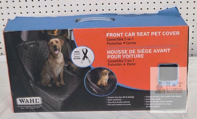 WAHL Front Car Seat Pet Cover, 2-in-1 Convertible Protection & Carrier, Black, Fits Most Vehicles
