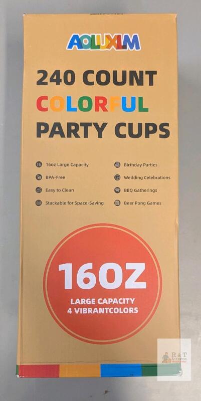 AOLUXLM V200-1 16 oz Polypropylene Party Cups, 240 Count, 4 Colors
