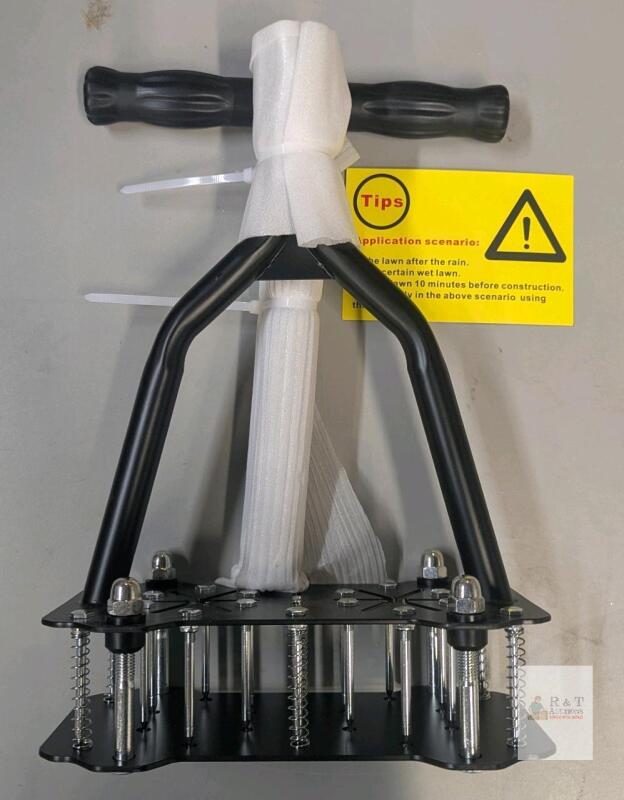 Manual Lawn Aerator with 8 Steel Spikes, Ergonomic Handle, and Spring-Loaded Tines